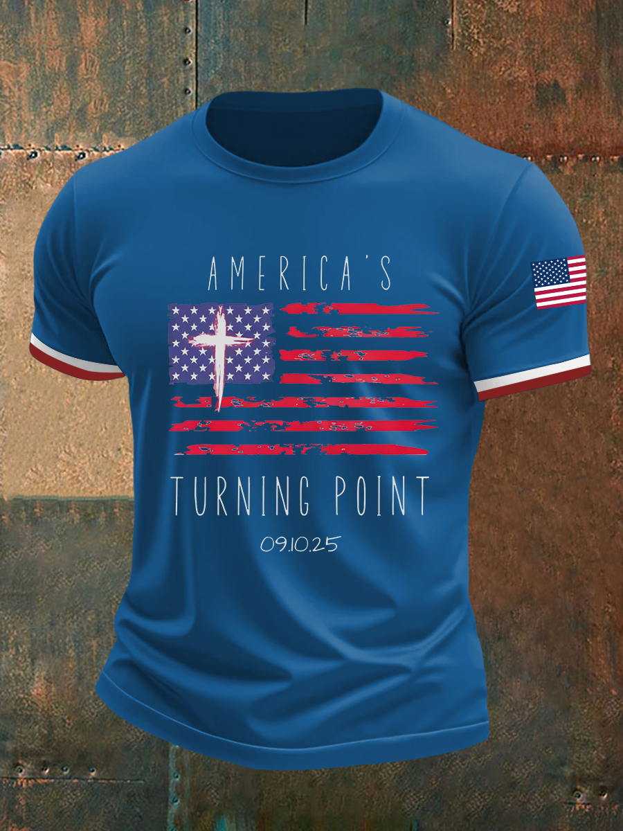 Men's TP Flag Cross Short Sleeves T-shirt-America250
