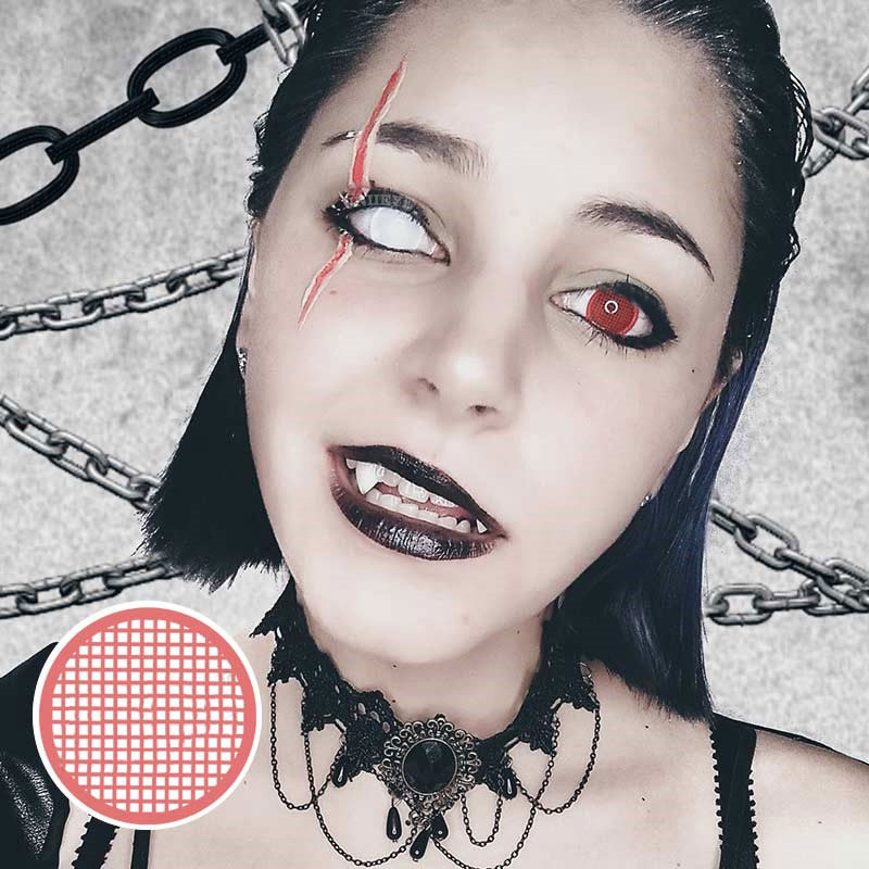 Uniieye Blind Red Mesh Cosplay Colored Contact Lenses-UNIIEYE