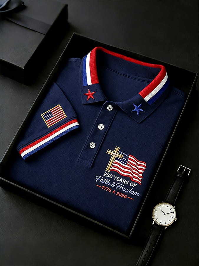 Men's America 250th Anniversary Faith Freedom   Polo Shirt-America250
