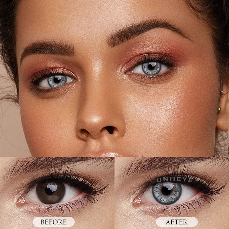 Uniieye Cocoa Blue Prescription Colored Contact Lenses