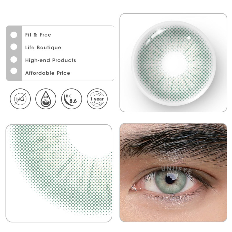 Uniieye Rome Times Green Prescription Men Colored Contact Lenses
