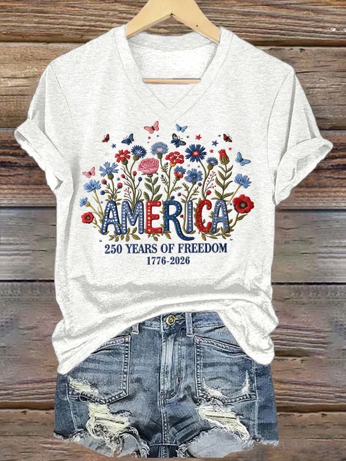 Women's casual retro American 250th  T-shirt-America250
