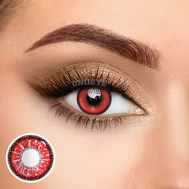 Uniieye Red Prescription Cosplay Colored Contact Lenses-UNIIEYE