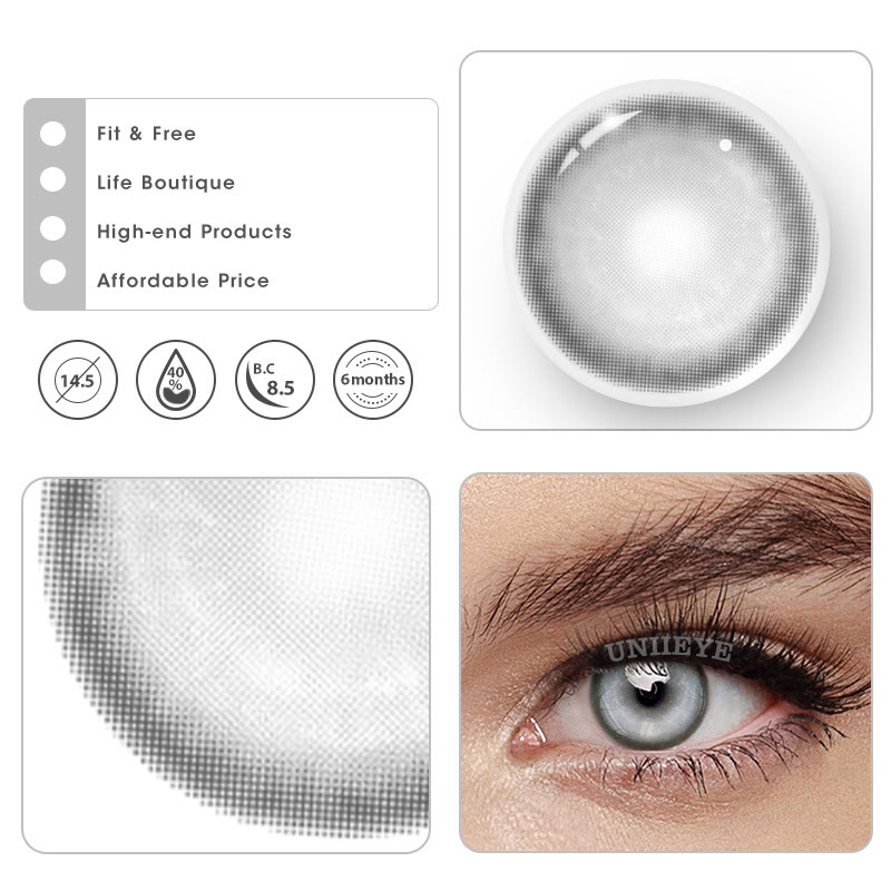 Uniieye Cyber Grey Cosplay Colored Contact Lenses | 6 Months | 1 Day-UNIIEYE