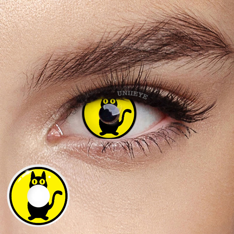 Uniieye Yellow Cat Prescription Cosplay Colored Contact Lenses-UNIIEYE