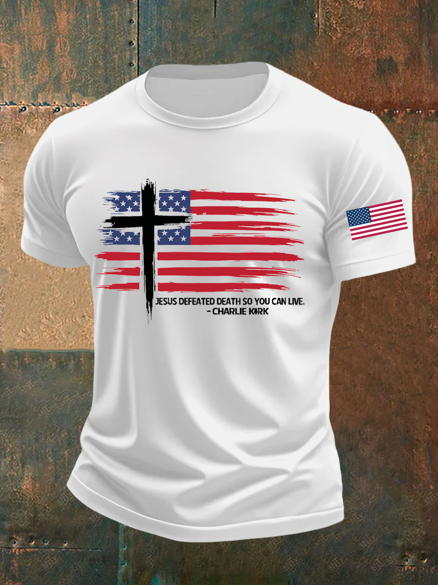 Men's Jesus Defeated Death So You Can Live C.K Printed T-shirt-America250