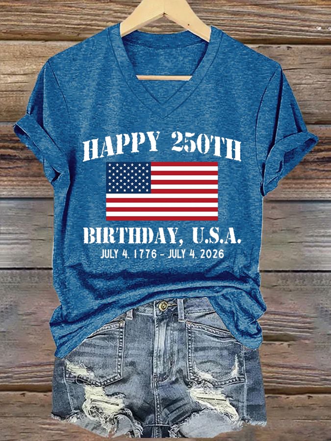 Women’S 250th America Anniversary Casual Printed T-Shirt-America250