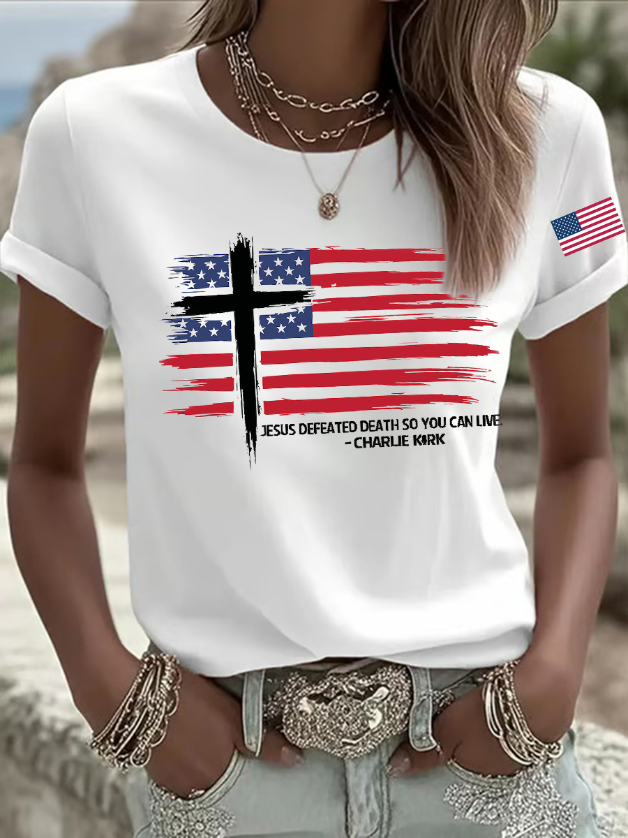 Women's Jesus Defeated Death So You Can Live C.K Printed T-shirt-America250