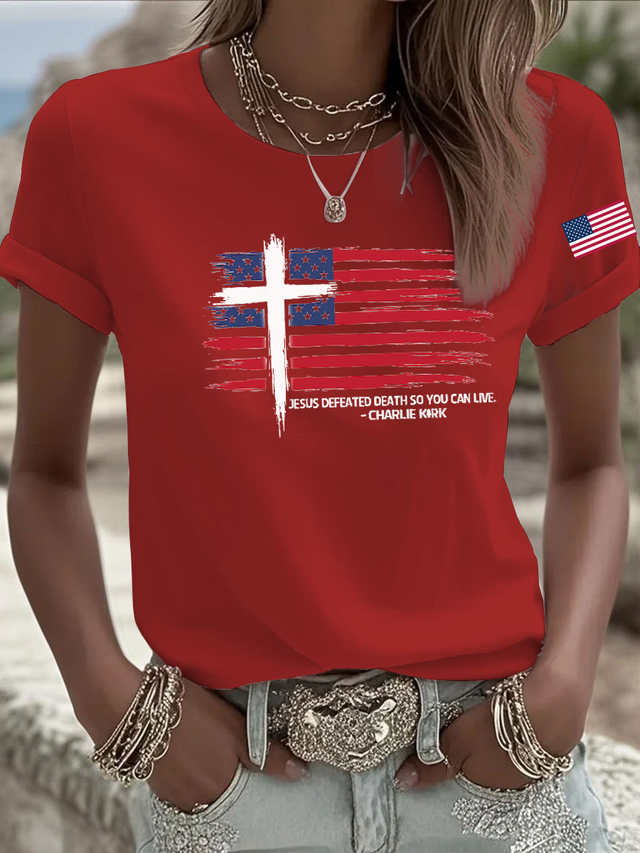 Women's Jesus Defeated Death So You Can Live C.K Printed T-shirt-America250