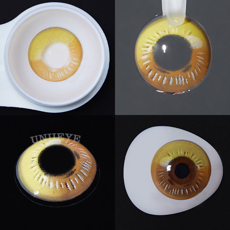 Uniieye Anime Tear Yellow Prescription Cosplay Colored Contact Lenses-UNIIEYE