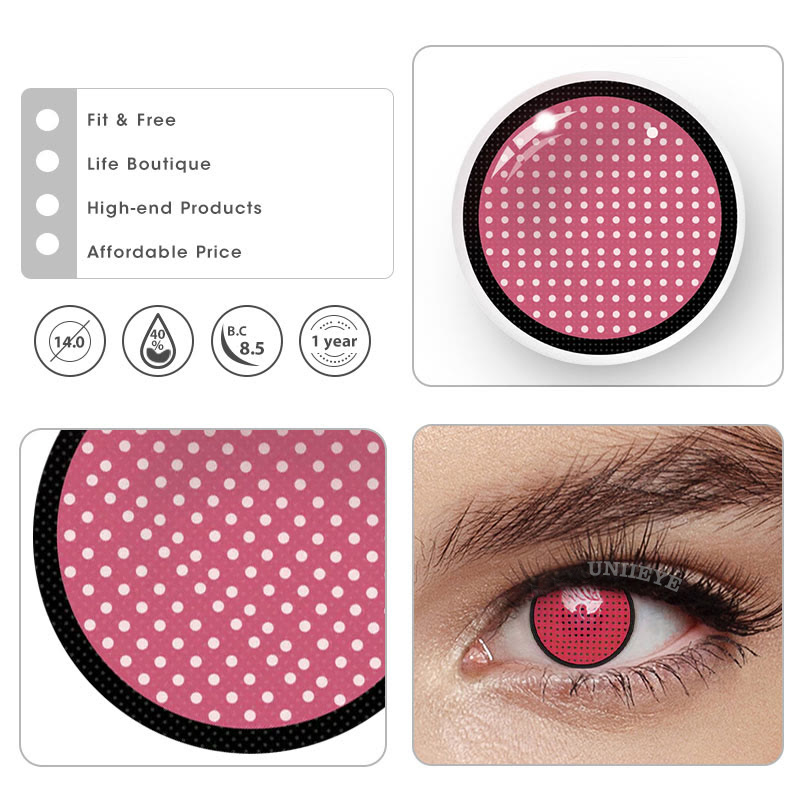 Uniieye Blind Red Manson Mesh Cosplay Colored Contact Lenses-UNIIEYE