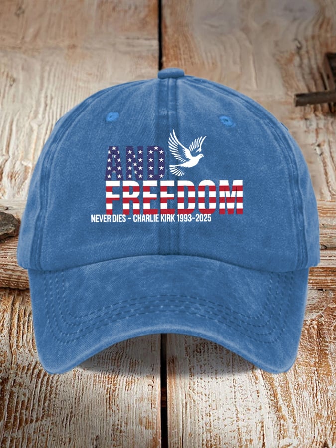 Peace and Freedom American Flag Print Baseball Cap-America250