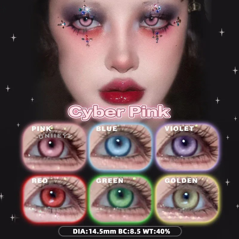 Uniieye Cyber Pink Prescription Cosplay Colored Contact Lenses | 6 Months