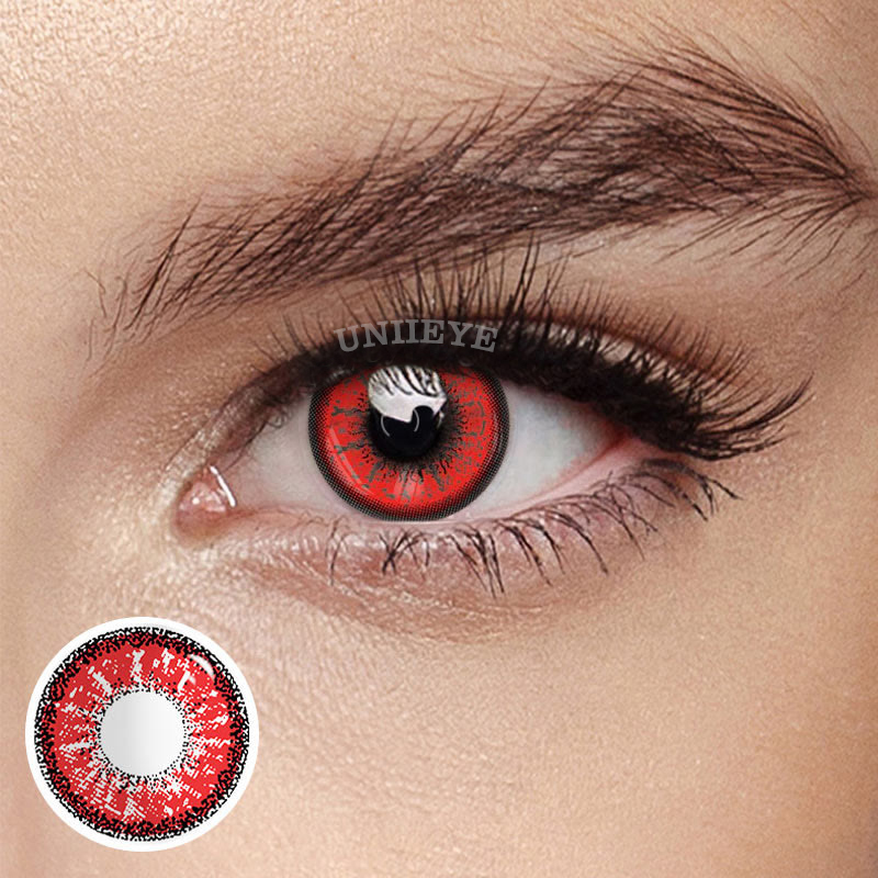 Uniieye Red Prescription Cosplay Colored Contact Lenses-UNIIEYE