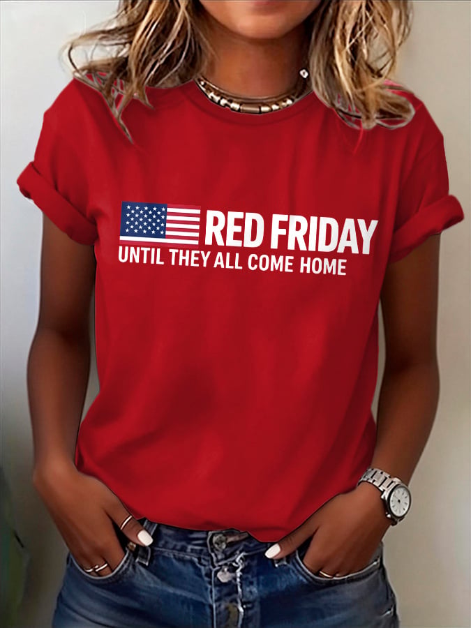 Women's Red Friday Print T-Shirt-America250