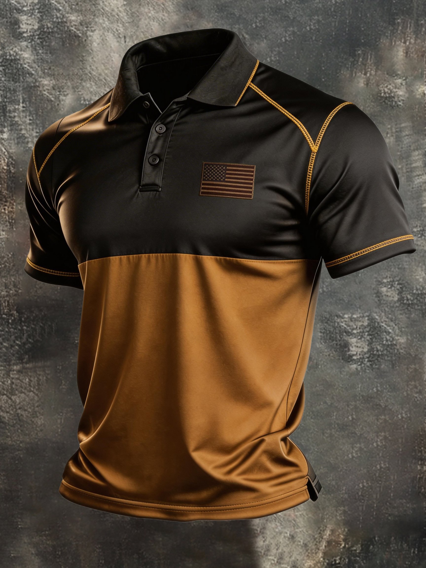 Men's Retro Patriot Color Block Polo Collar Short Sleeve-America250