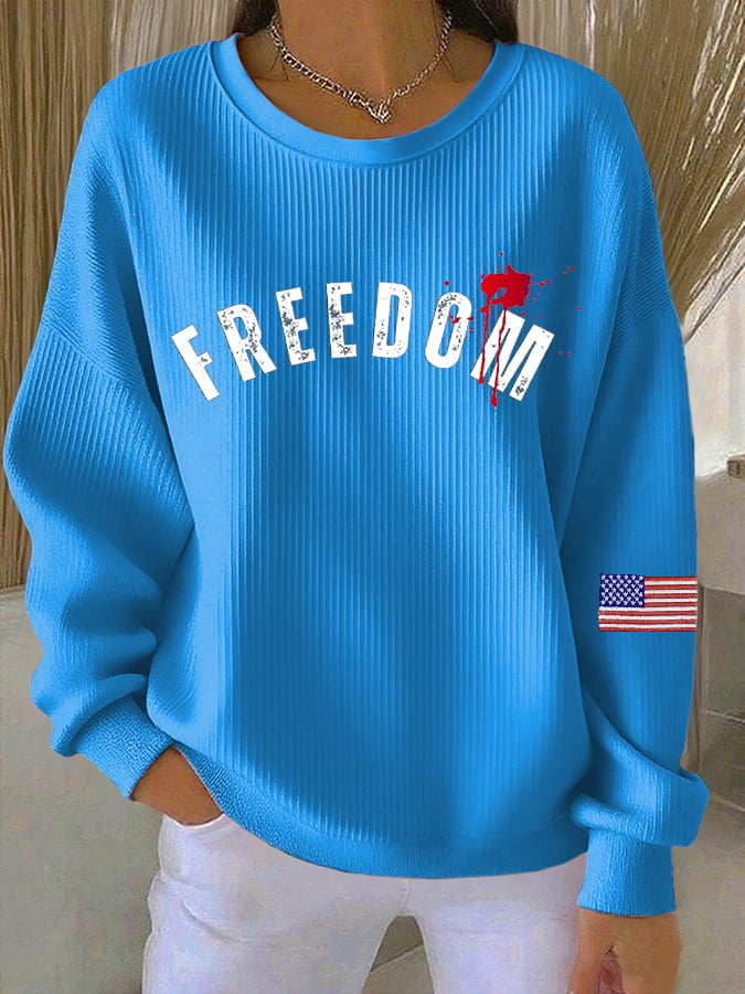 Women's Casual Freedom Faith Textured Sweatshirt-America250