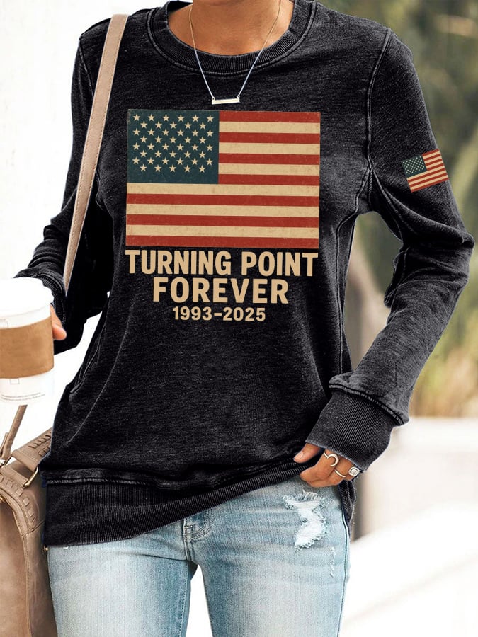 Women's TP Forever 1993 2025 Print Round Neck Sweatshirt-America250