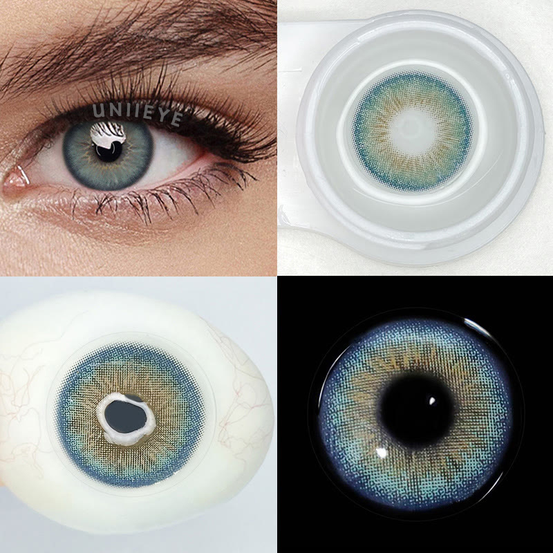Uniieye Deepwater Zone Blue Prescription Men Colored Contact Lenses
