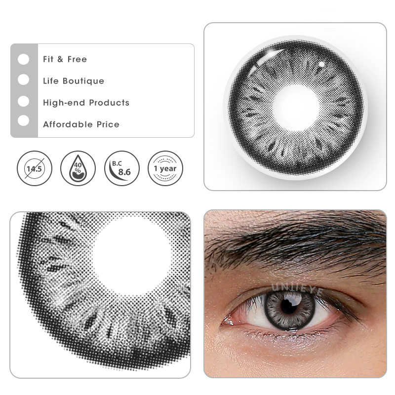 Uniieye Cocoa Black Prescription Men Colored Contact Lenses
