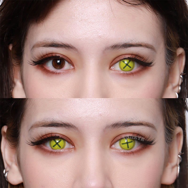 Uniieye Blind Button Eye Green Cosplay Colored Contact Lenses-UNIIEYE