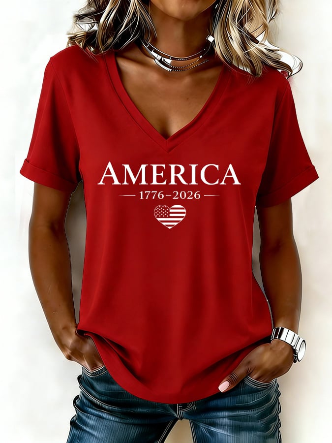 Women's casual retro American 250th anniversary T-shirt-America250
