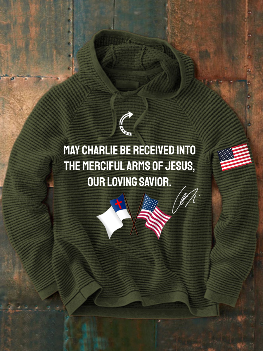 Men's "May Charlie be accepted into the compassionate arms of our loving Savior Jesus" C.K signed commemorative Sweater-America250