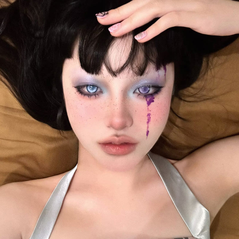 Uniieye Cyber Mesh Blue Prescription Cosplay Colored Contact Lenses | 6 Months-UNIIEYE