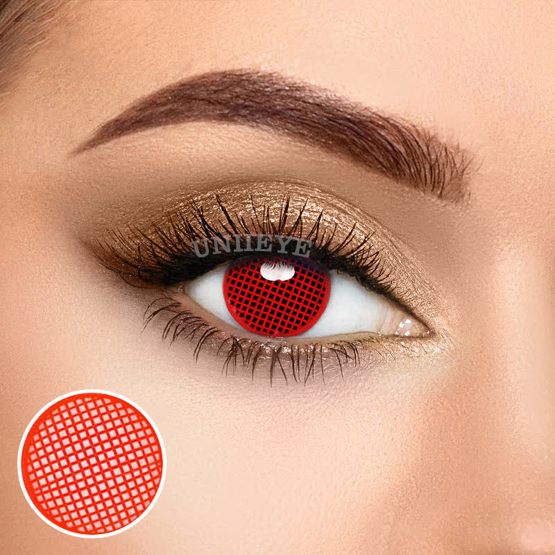 Uniieye Blind Red Mesh Cosplay Colored Contact Lenses-UNIIEYE
