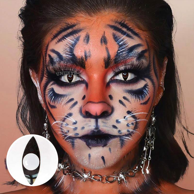 Uniieye White Cat Eye Prescription Cosplay Colored Contact Lenses-UNIIEYE