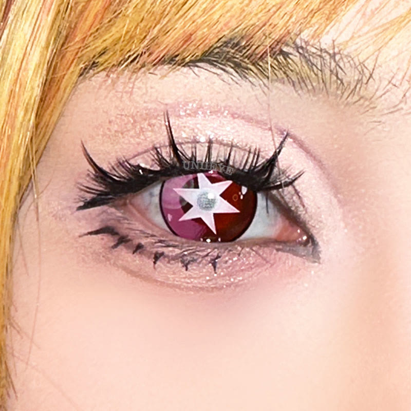 Uniieye Blind Ai Hoshino Red Cosplay Colored Contact Lenses-UNIIEYE