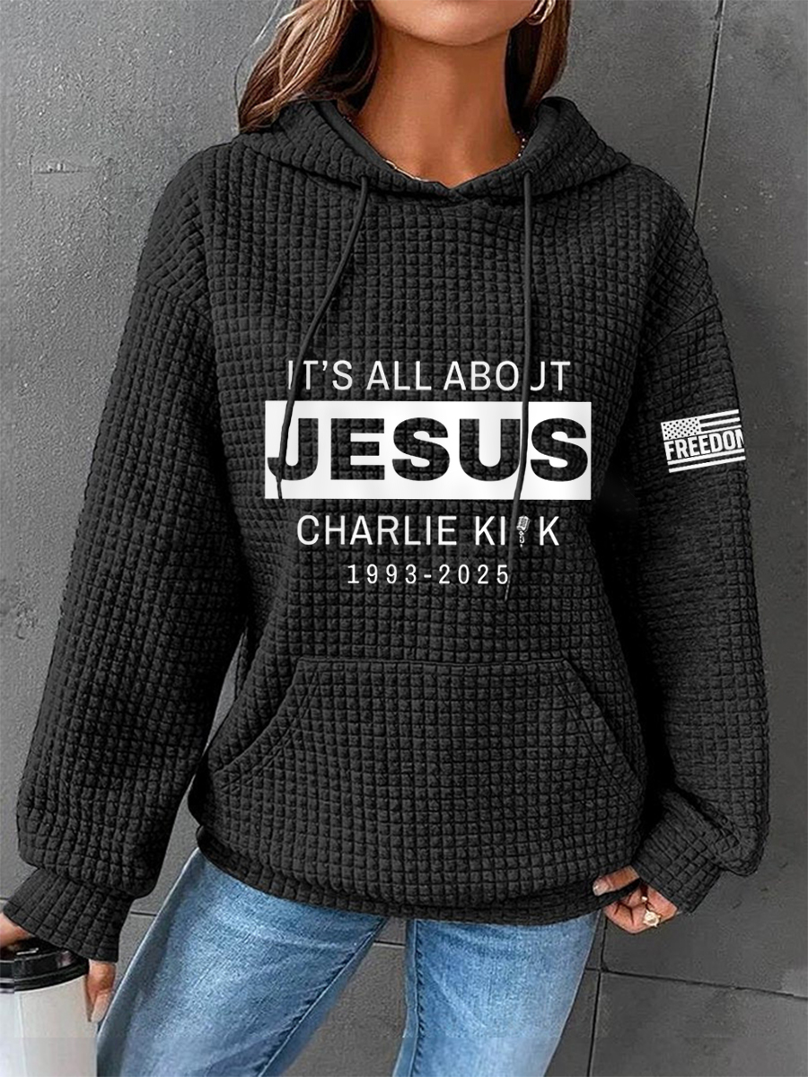Women's It's All About Jesus R.I.P C.K Waffle Hoodie-America250