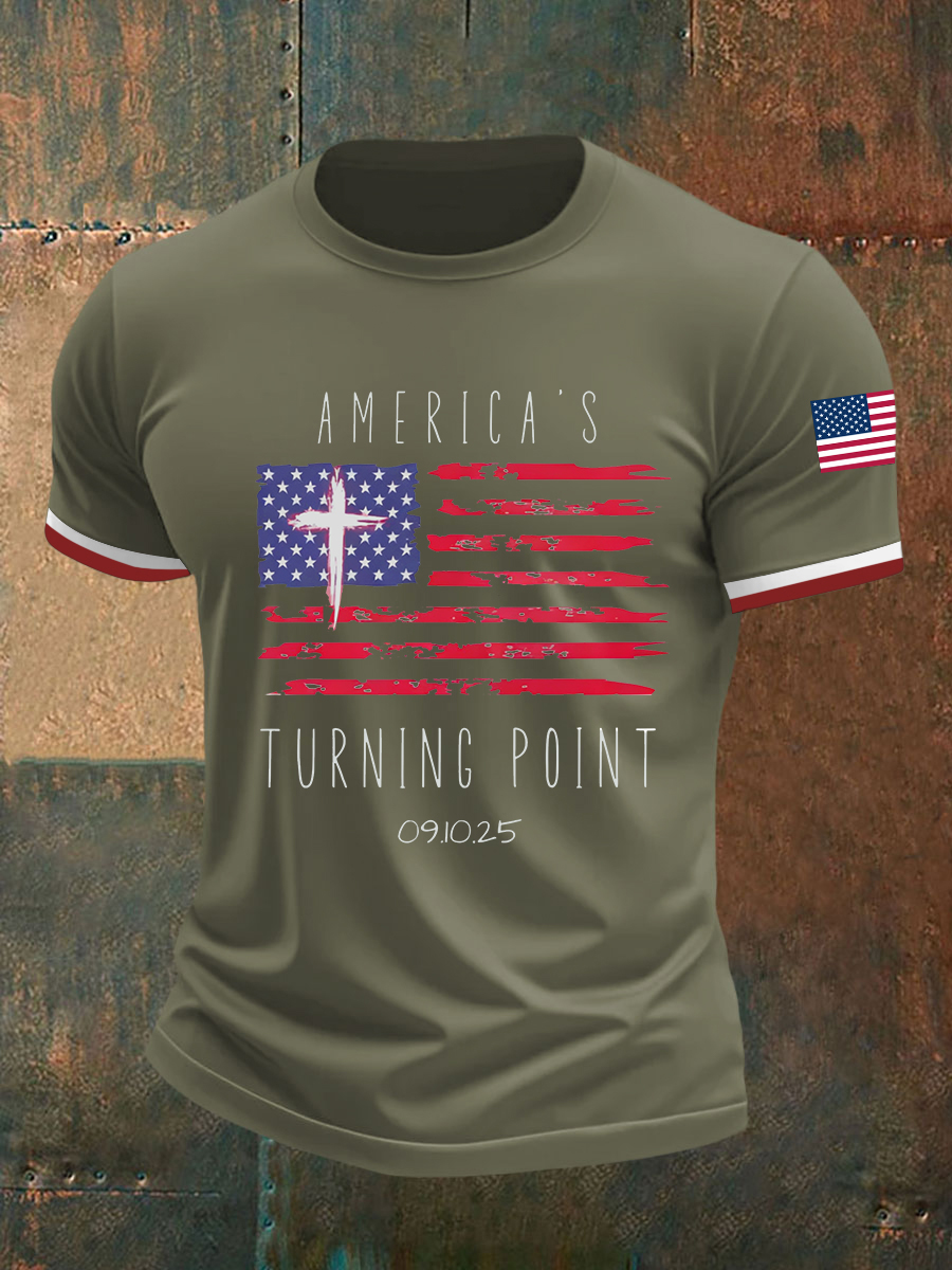 Men's TP Flag Cross Short Sleeves T-shirt-America250