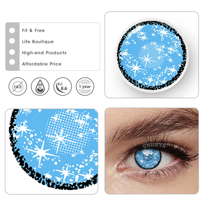 Uniieye Blind Coral Blue Cosplay Colored Contact Lenses-UNIIEYE