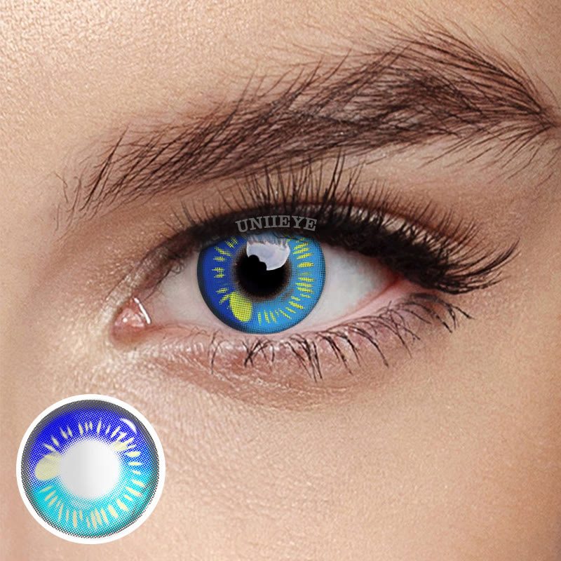 Uniieye Anime Tear Blue Prescription Cosplay Colored Contact Lenses-UNIIEYE