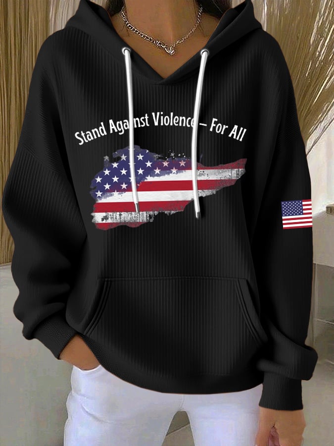 Women's Stand Against Violence For All Printed Hoodie-America250
