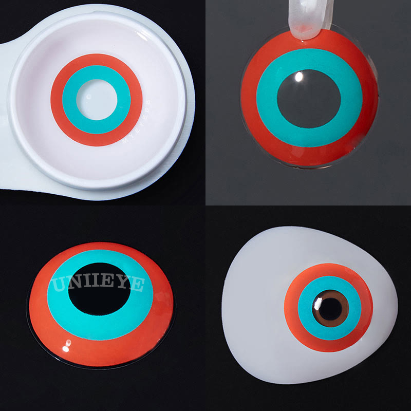 Uniieye Block Red & Green Prescription Cosplay Colored Contact Lenses-UNIIEYE