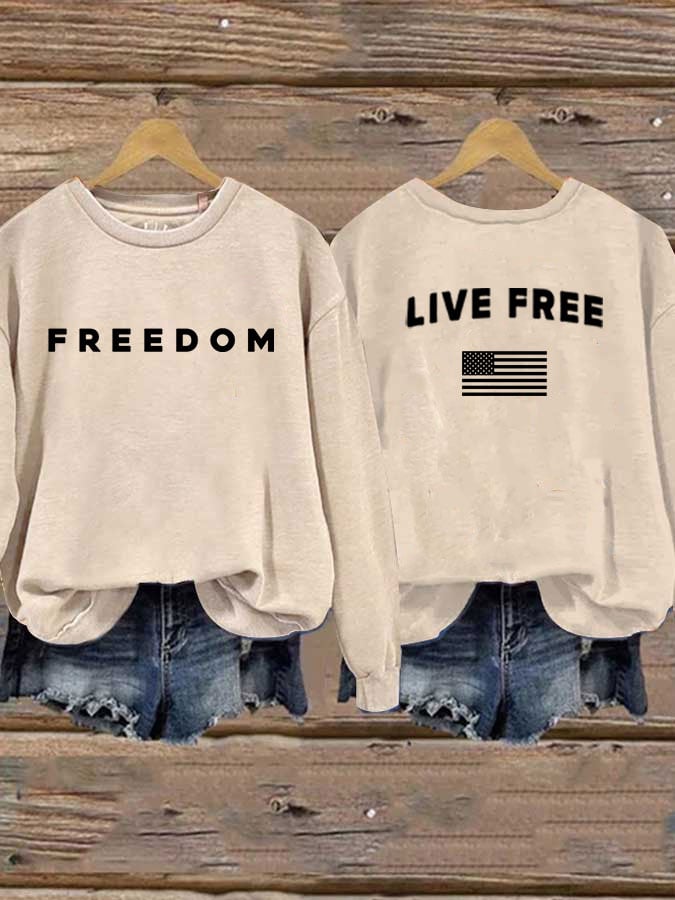 Women's Freedom Print Casual Printed Sweatshirt-America250