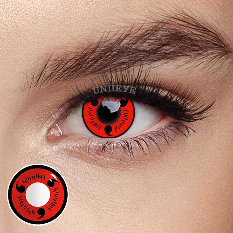 Uniieye Sharingan Magatama Red Prescription Cosplay Colored Contact Lenses-UNIIEYE