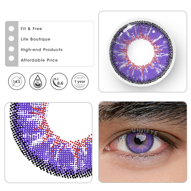Uniieye Magic Hour II Vika Violet Prescription Men Colored Contact Lenses