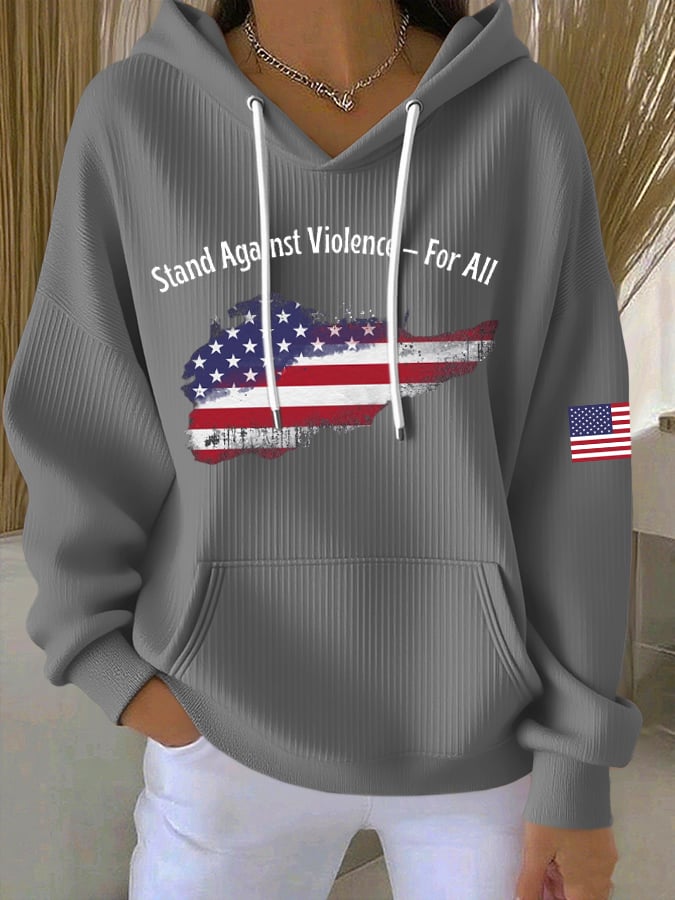 Women's Stand Against Violence For All Printed Hoodie-America250