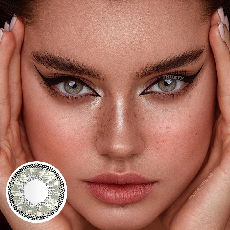 Uniieye Vika Tricolor Dolce Grey Prescription Colored Contact Lenses-UNIIEYE
