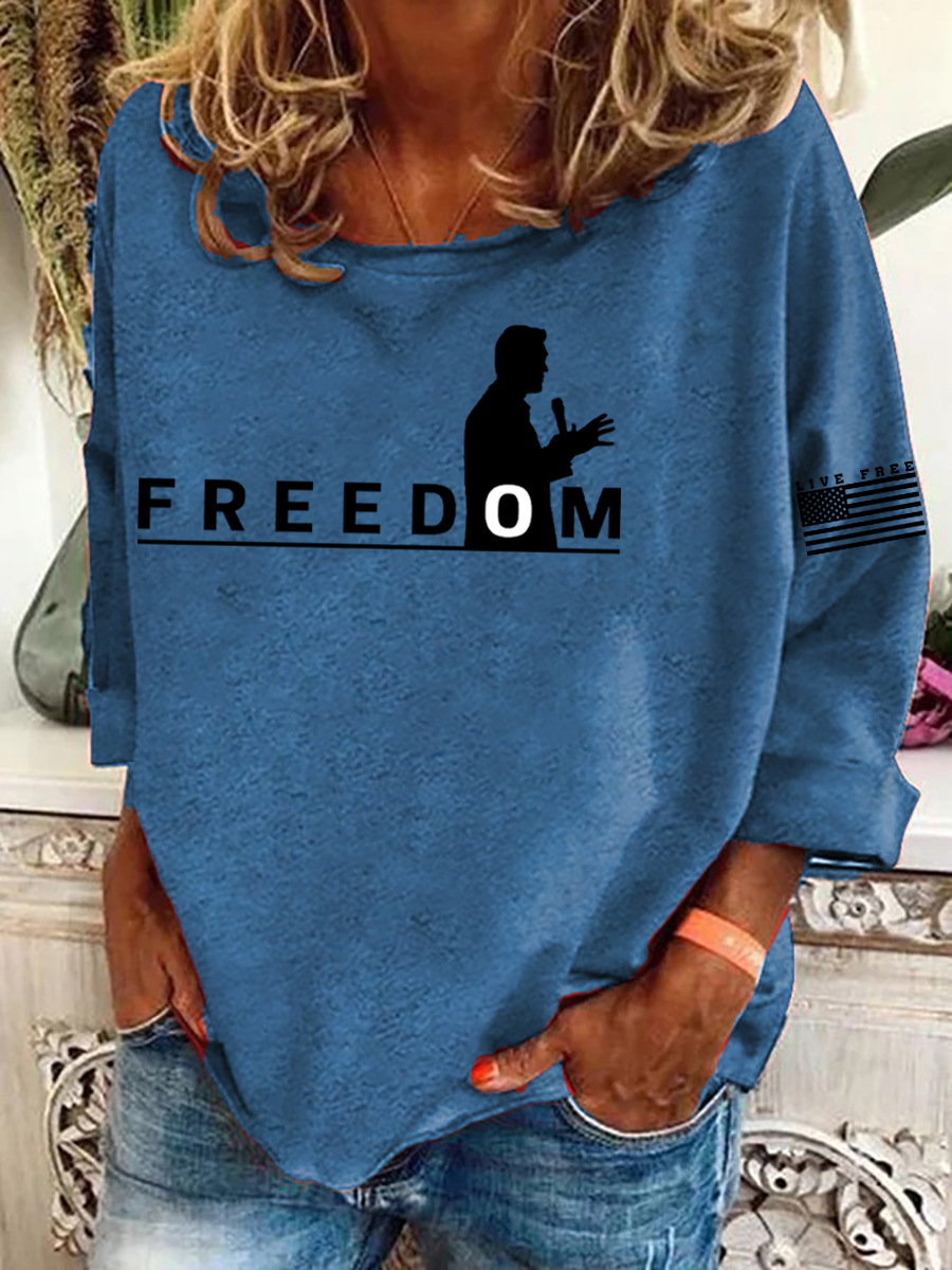 Women's Freedom Live Free Print Sweatshirt-America250