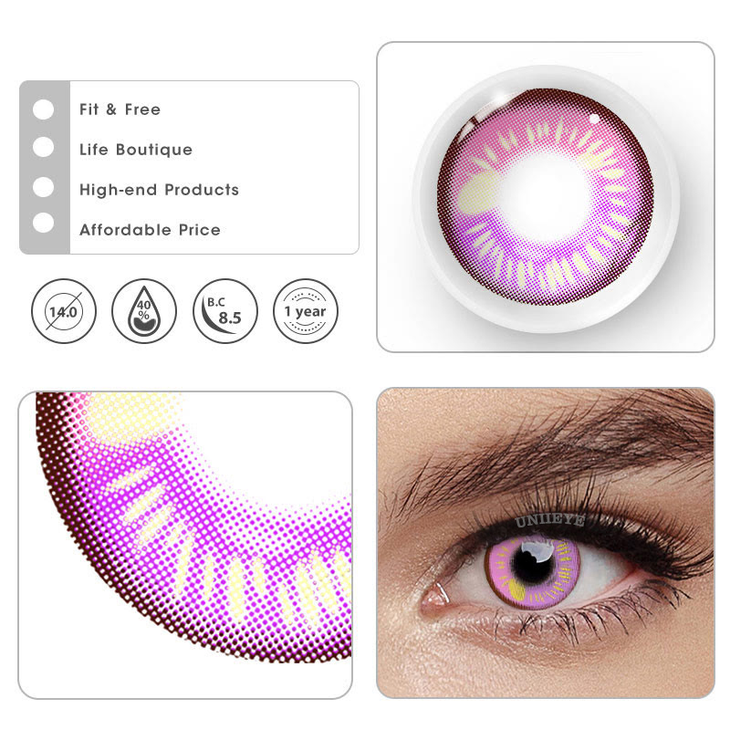 Uniieye Anime Pink Prescription Cosplay Colored Contact Lenses-UNIIEYE