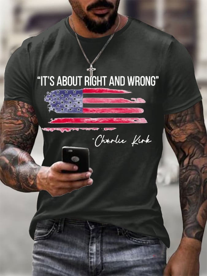 Men's It's About Right and Wrong  Printed T-Shirt-America250