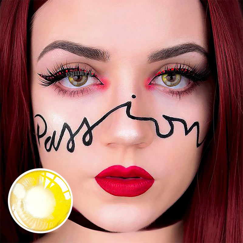 Uniieye Anime Tear Yellow Prescription Cosplay Colored Contact Lenses-UNIIEYE
