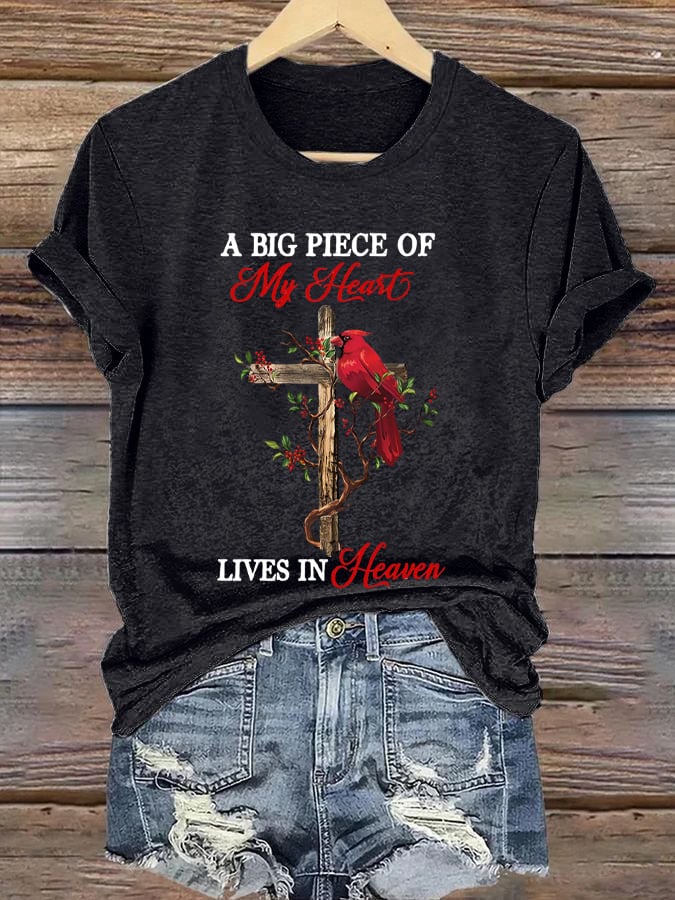 Women's A Big Piece of My Heart Lives in Heaven T-shirt-America250