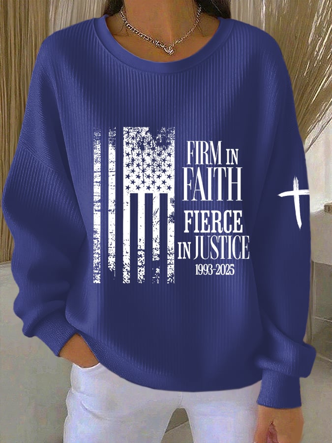 Women's Firm In Faith Fierce In Justice Print Casual Sweatshirt-America250