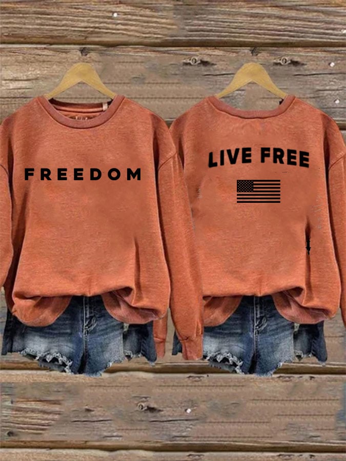 Women's Freedom Print Casual Printed Sweatshirt-America250