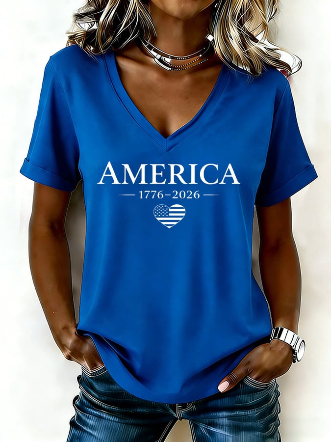 Women's casual retro American 250th anniversary T-shirt-America250